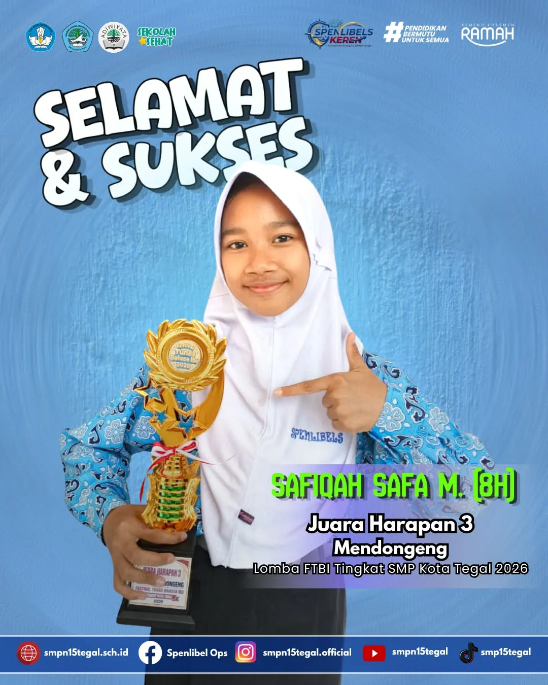 Bangga! Safiqah Safa M. Ukir Prestasi di Festival Tunas Bahasa Ibu (FTBI) Kota Tegal 2026